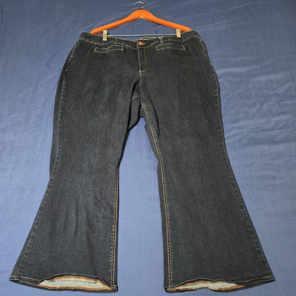 EST. 1946 Denim Wide‎ Leg Jeans Womens 24W Blue Dark Wash High Rise Stretch Plus
